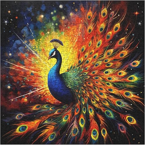 Rompecabezas vintage de pavo real para adultos de 1000 piezas, rompecabezas de animales de pájaro, rompecabezas de arte, colorido y desafiante