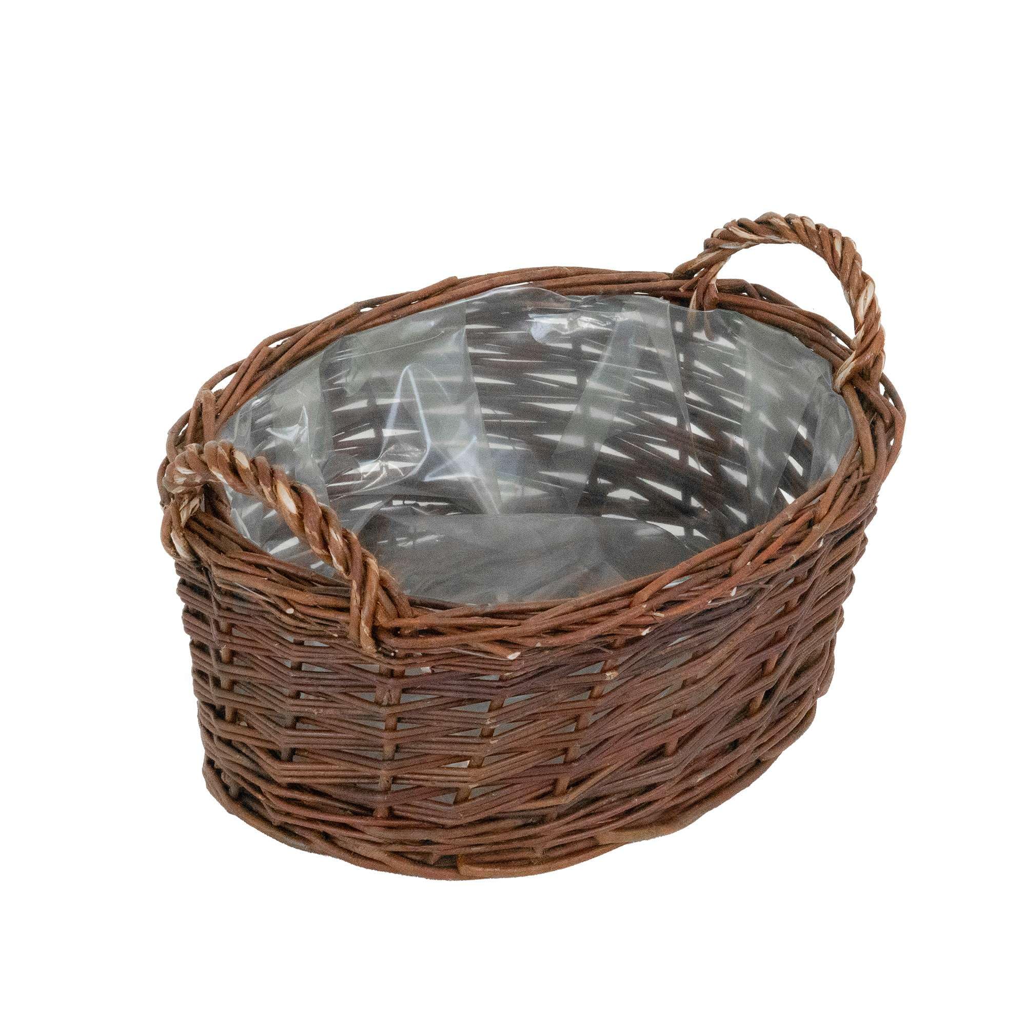 BOGATECO Macetero de mimbre, hecho a mano, de mimbre, cesta ovalada