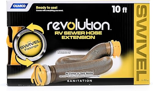 Miniatura 9 de Camco 39639 Revolution - Extensión de manguera de alcantarillado de 10 pies - Diseño resistente con lengüeta giratoria prefijada y accesorios de