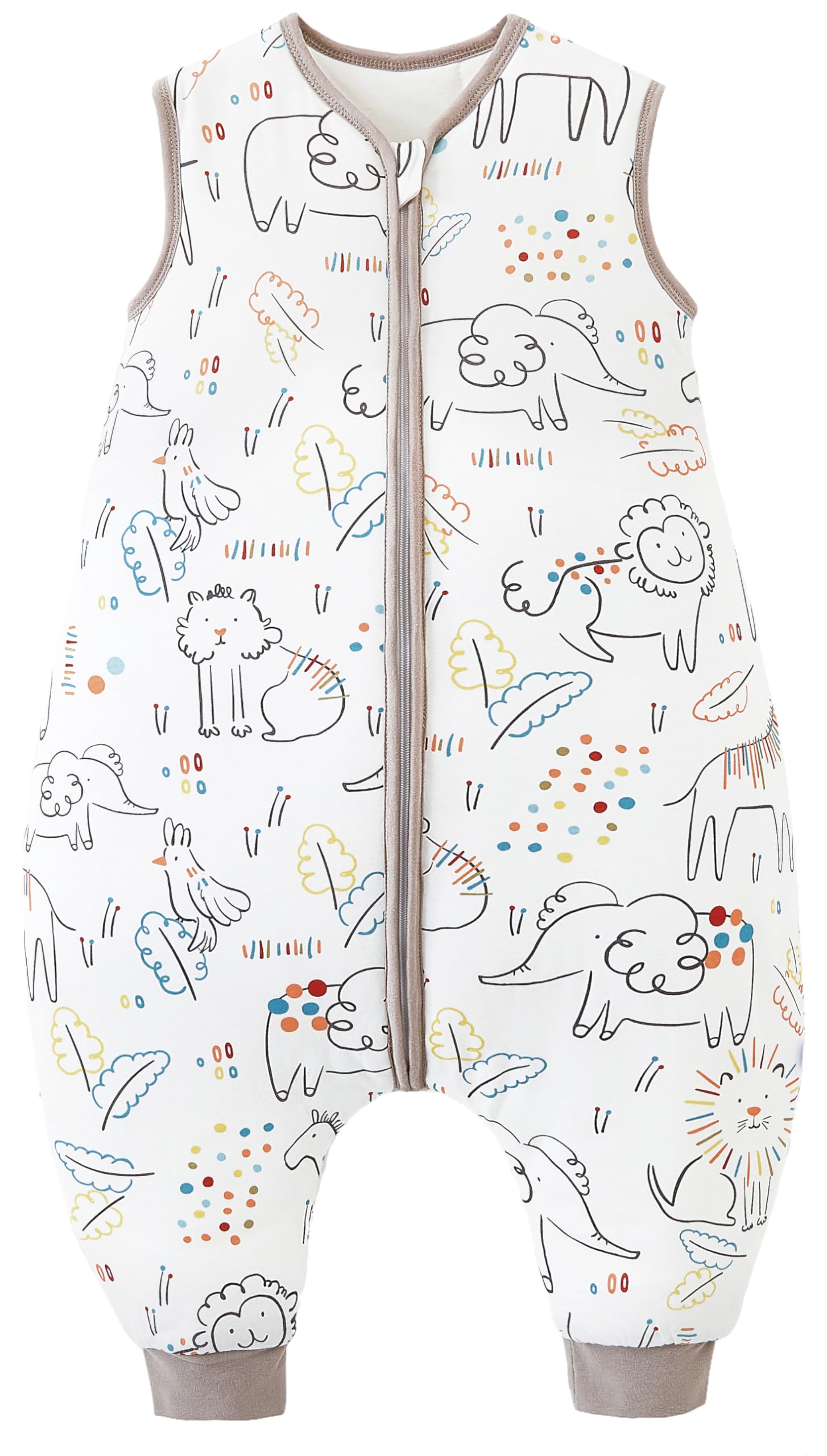 Chilsuessy Baby Schlafsack mit Füße 2.5 Tog Ganzjahres Babyschlafsack (CPC-Zertifizierung) ohne Ärmeln, mit Beinen für Säugling Kinder, Happy Zoo, 70cm/Baby Höhe 80-90cm