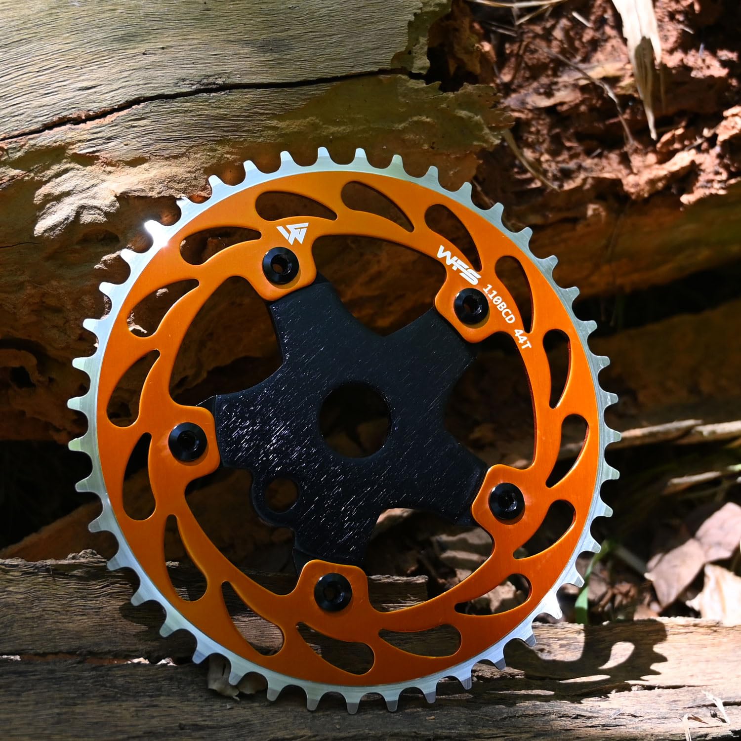 WFS Helix Chainring w/Spider Sprocket 44T 1/8" 110mm BCD 5 Arm Hole for Old School Mountain Bike, Road Bikes, MTB And BMX Single Speed Fixie