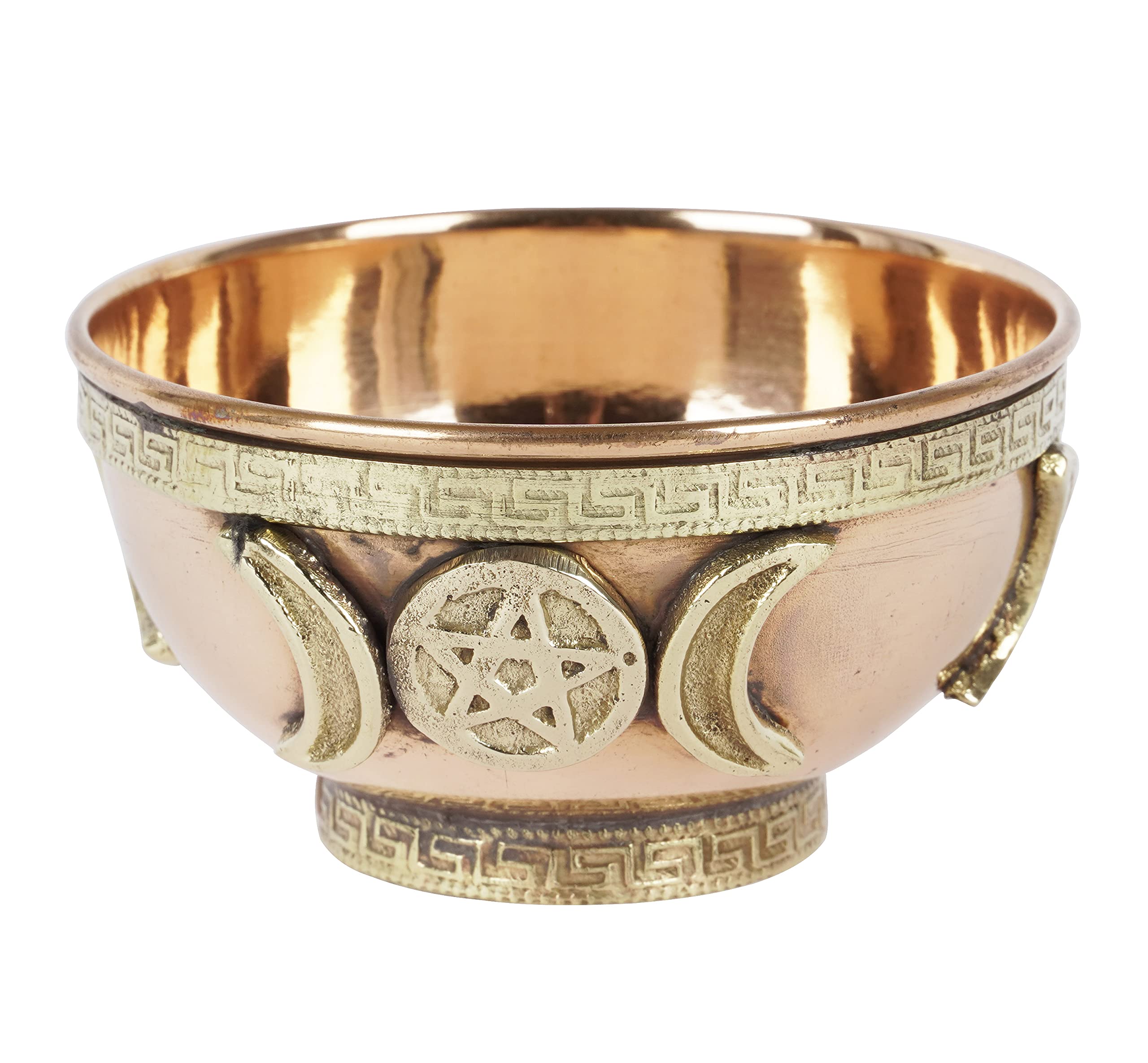 IBA Indianbeautifulart Copper Offering Bowl- Triple Moon Pentacle Offering Bowl- Great for Altar use- Ritual use- Small Incense Burner Bowl 8cmx4cm