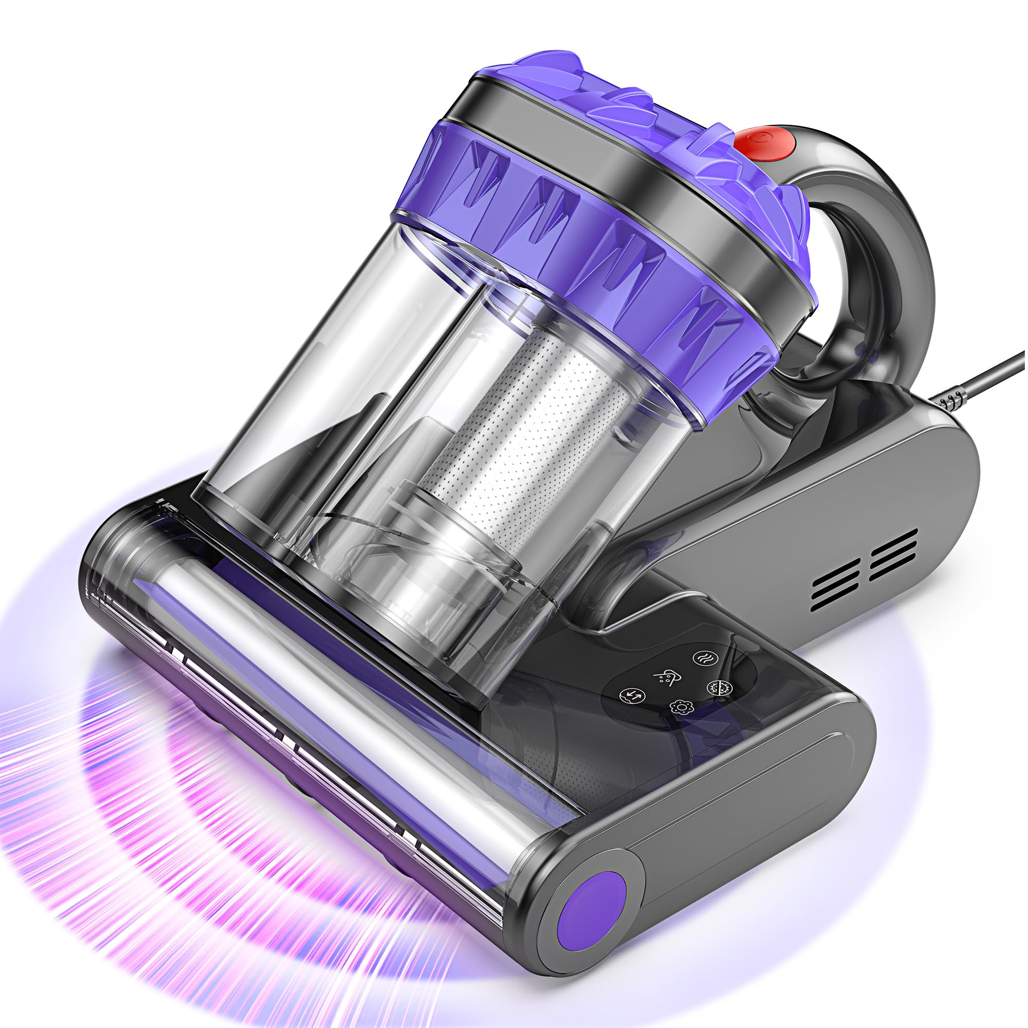 Mattress Vacuum Cleaner Handheld Bed Vacuum Cleaner with 16Kpa Suction 253 7nm UV-C Light 149 Hot Air Double-Cup