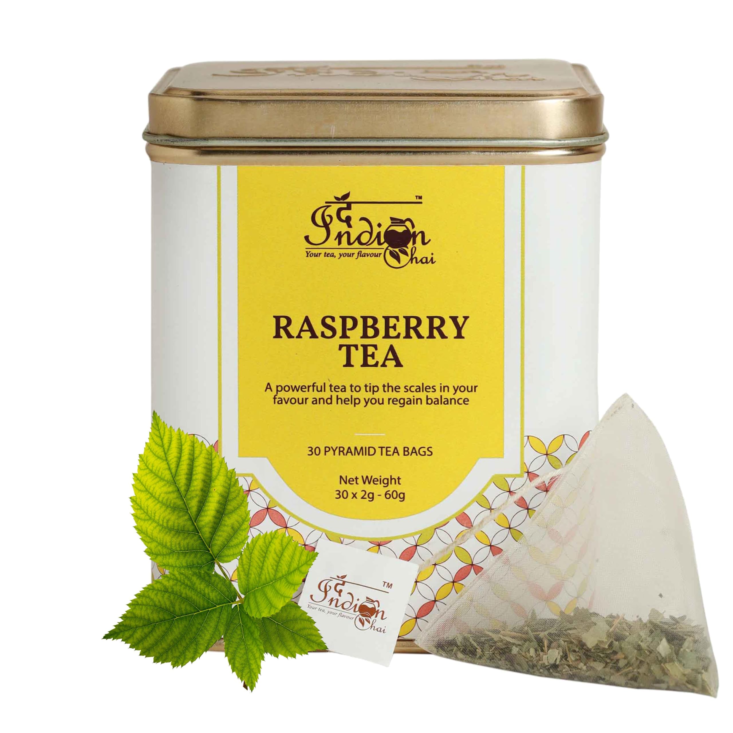 The Indian Chai - Raspberry Tea 30 Pyramid Tea Bags, Superherb for Women, Packed with Nutrients, For Menstrual Cramps and Pain, Aids Weight Loss, Healthy, Delicious and Caffeine Free (B09Z81XT71) Amazon Price History, Amazon Price Tracker