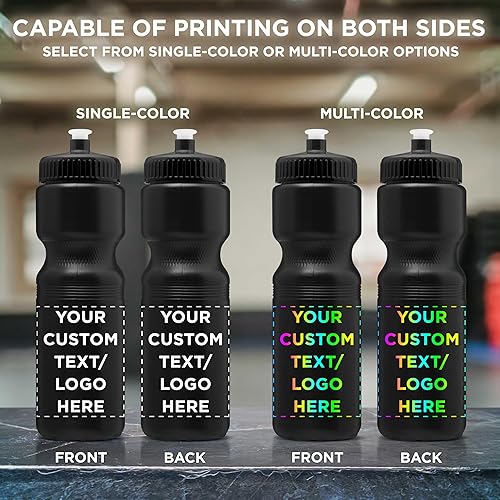 Miniatura 6 de DISCOUNT PROMOS Juego de 10 botellas de agua de plástico personalizadas de 28 onzas, paquete a granel personalizado, perfectas para gimnasio,