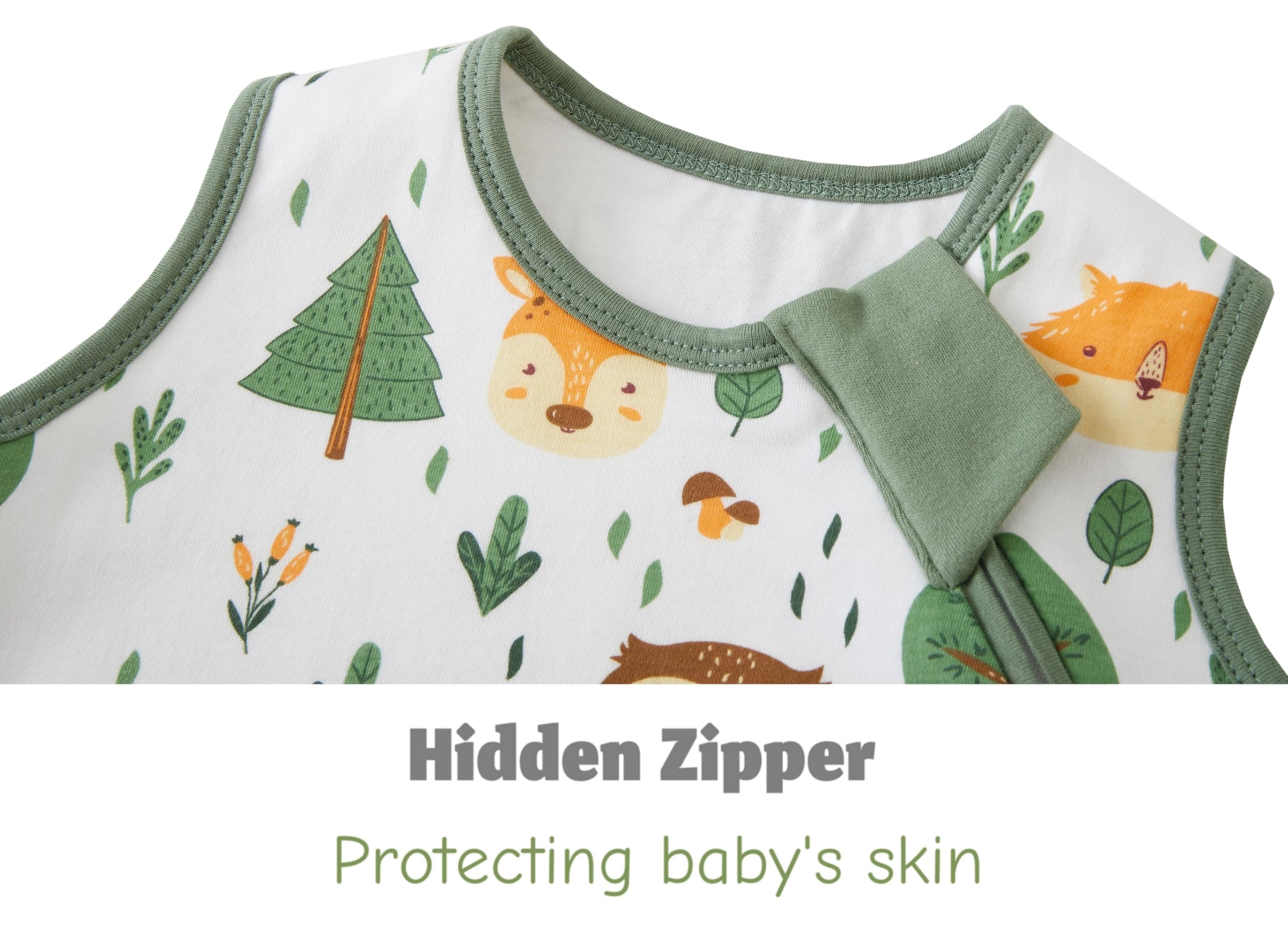 Chilsuessy Baby Schlafsack 1.5 Tog 2er Pack Ganzjahresschlafsack 100% Baumwolle Winter Babyschlafsack für Neugeborene, 1.5 Tog/Grün Wald Set, 67cm/0-6 Monate