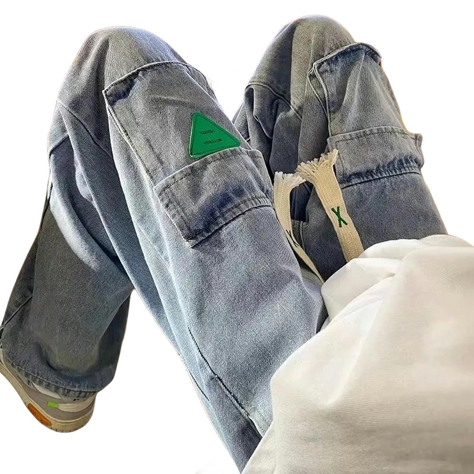 Jeans Uomo Larghi Jeans da Uomo Pocket Straight Loose Large Size Jeans da Uomo E Donna