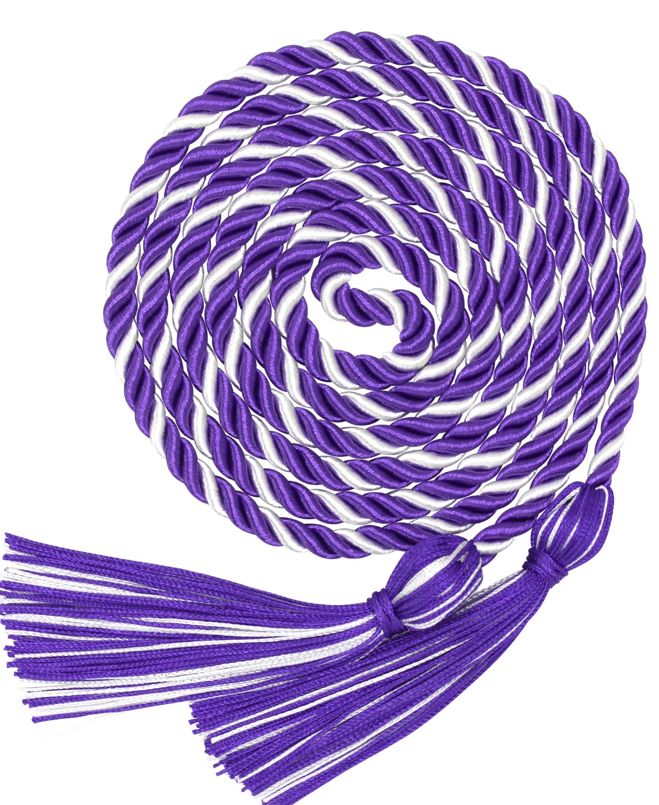Graduation Honor Cord Purple and White Yarn Honor Cord with Tassel 67" Long for Graduation Ceremony