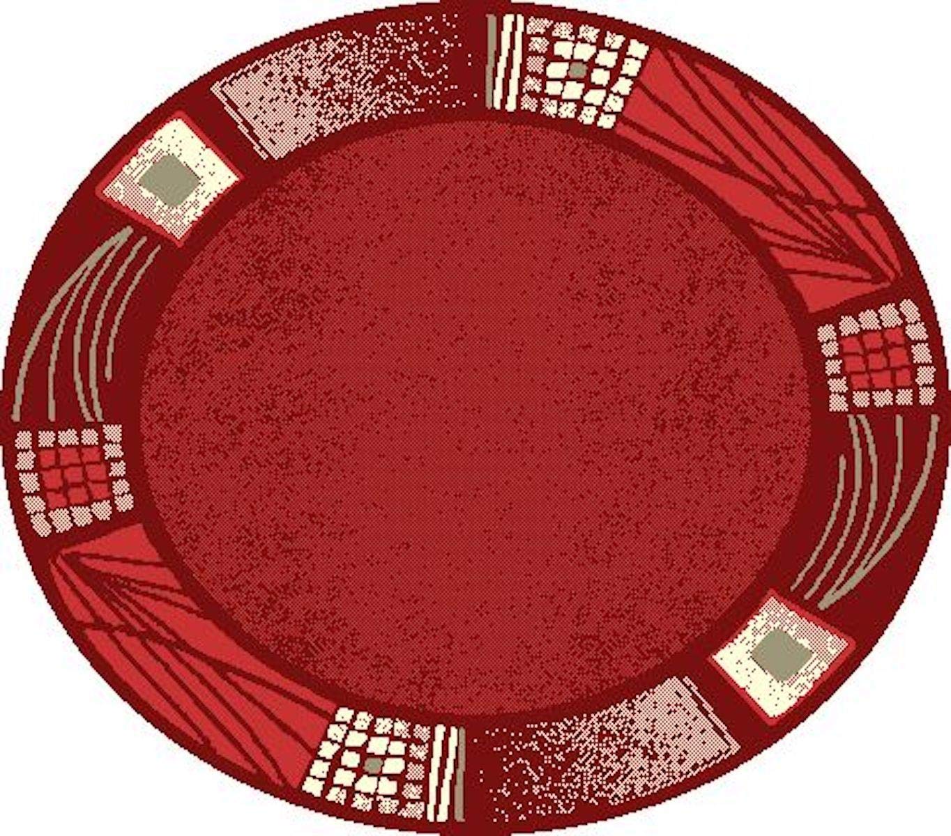 SrS Rugs® Round Circle Large Small Living Room Mat Rug 13 Designs 3 Sizes (Red Borders, 160cm Circle) — image 1