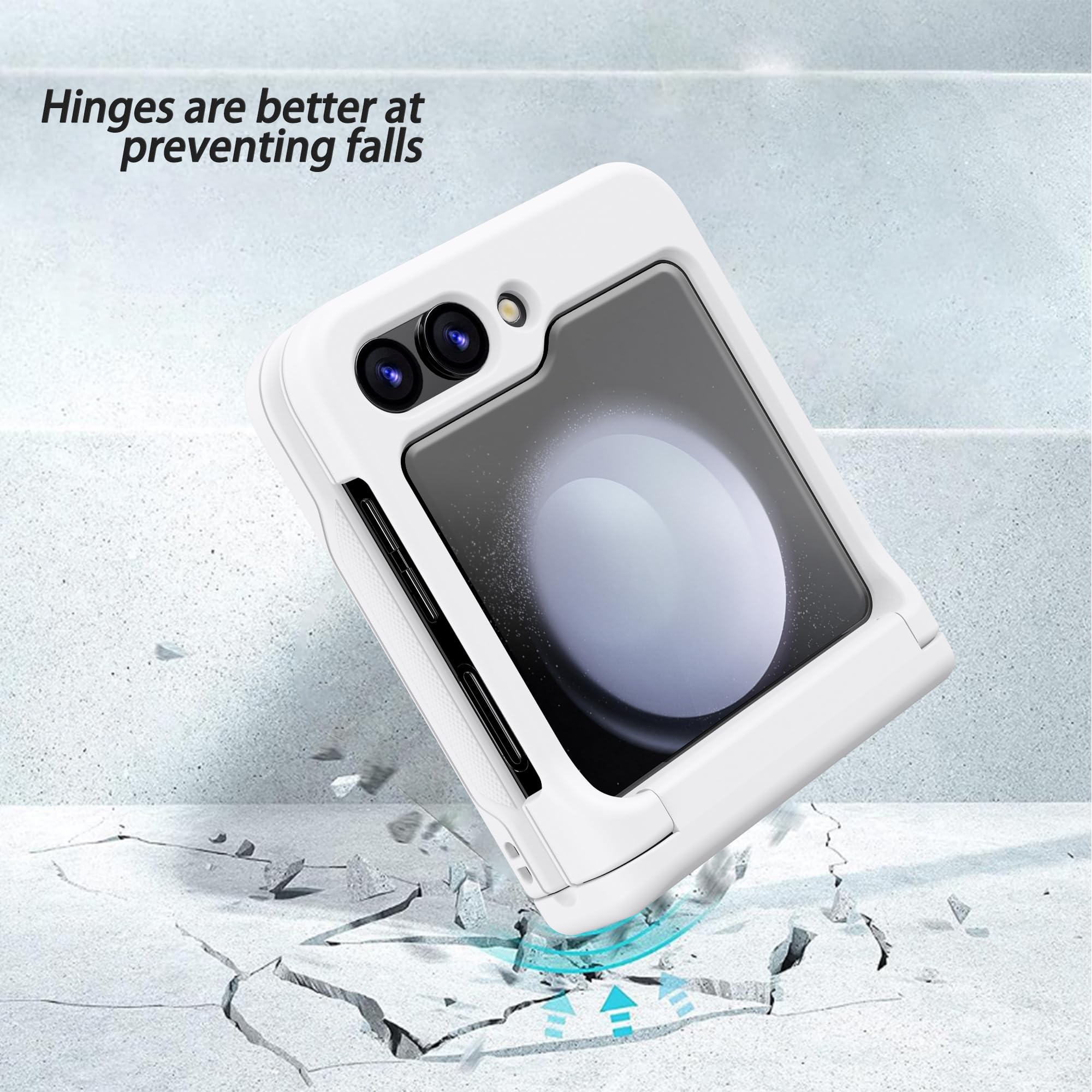 Ygtrlkp for Samsung Galaxy Z Flip 6 Case with Hinge Protection,Built-in Card Slot Design, Stylish Shockproof Rugged Full Body Protective Phone Case for Samsung Galaxy Z Flip 6 (White)