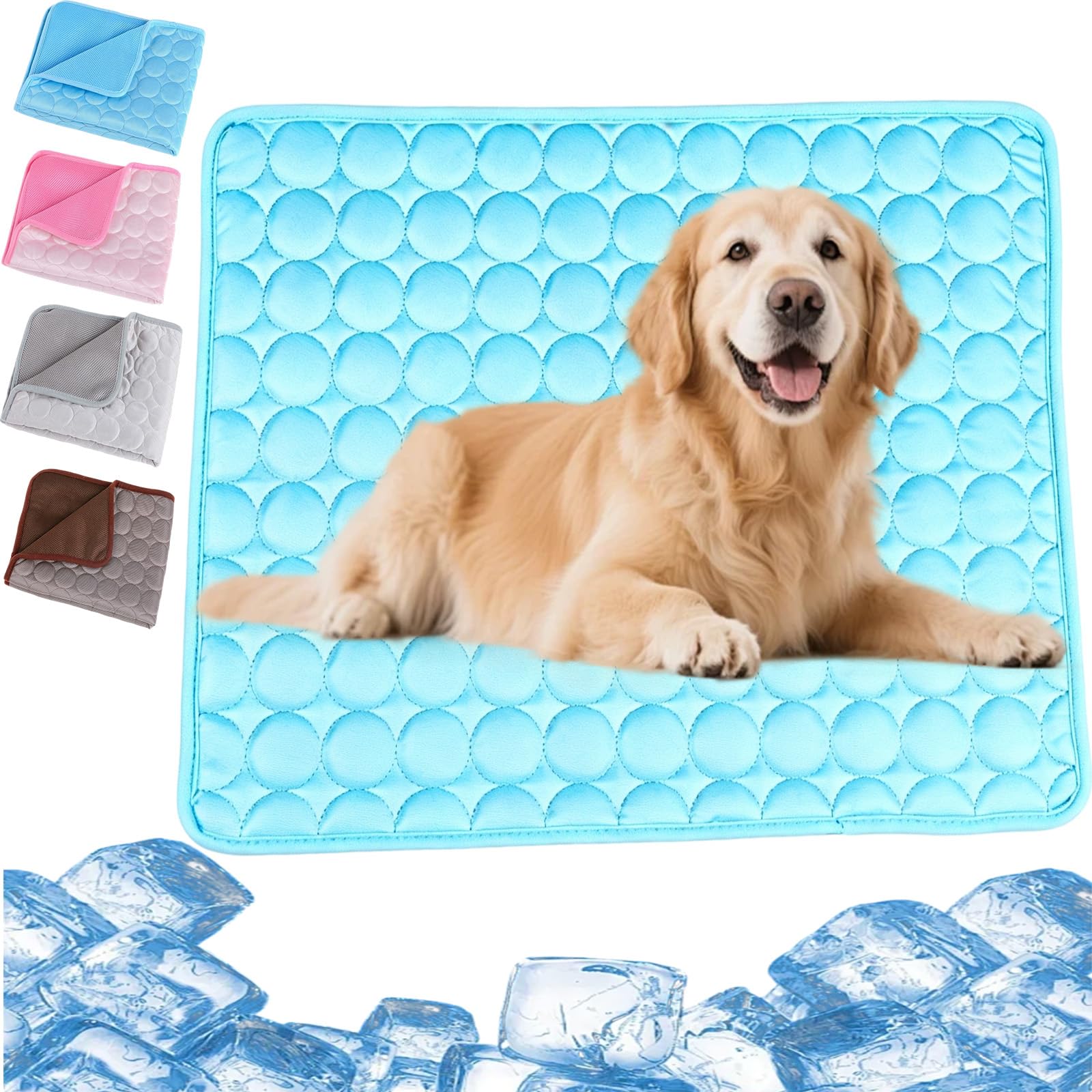 Dog Cooling Mat, Reversible Cool Mat for Dogs, Safe Self-Cooling Pad, Durable Waterproof Summer Pet Cooling Blanket for Medium Dogs, Cats Puppy, Foldable & Easy Clean (Blue,XL)