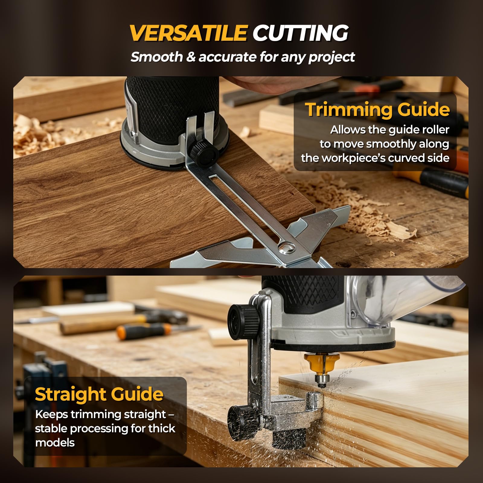 Enrutador de madera inalámbrico para batería Dewalt de 18 V y 20 V, 1100 W, 30000 rpm, recortadora de madera sin escobillas, con 6 velocidades, pantalla LCD, 15 brocas de enrutador de 1/4 pulgadas