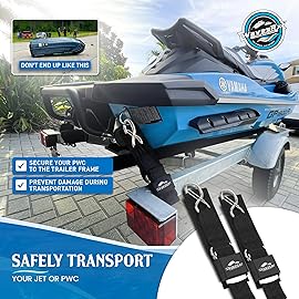 WavesRx Stainless Steel Boat & Jet Ski Transom Tie Down Straps - 2 x 24 (2PK) - Heavy Duty Trailer Tie Downs with Quick Release Buckles - 1,200 lbs MBS - Marine-Grade PWC & Boat Trailer Accessories