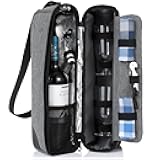 Wine Bag, Wine Cooler Bag for Gift, Wine Bottle Carrier Tote Bag Set Insulated with Cooler Compartment for Travel, Picnic, Beach with Wine Glasses, Wine Opener, Wine Stopper