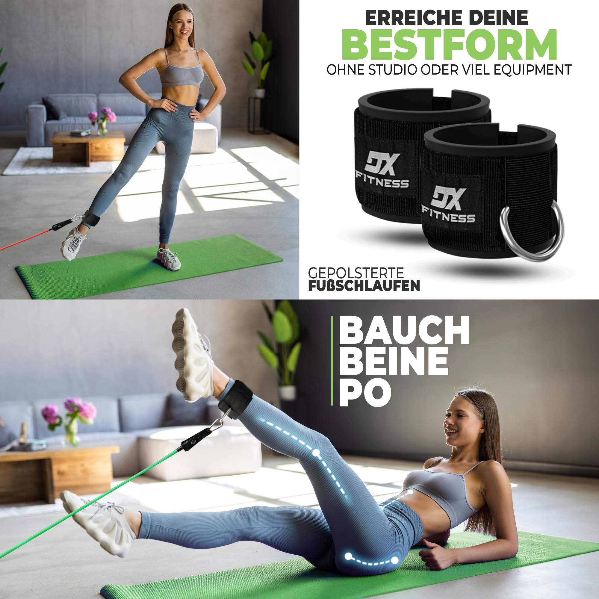 Set di cinghie per porta regolabili in altezza con cinghie per il fitness e WORKOUTVIDEOS I Set di fasce di resistenza per porta, attrezzi per il fitness per casa, allenamento di forza,
