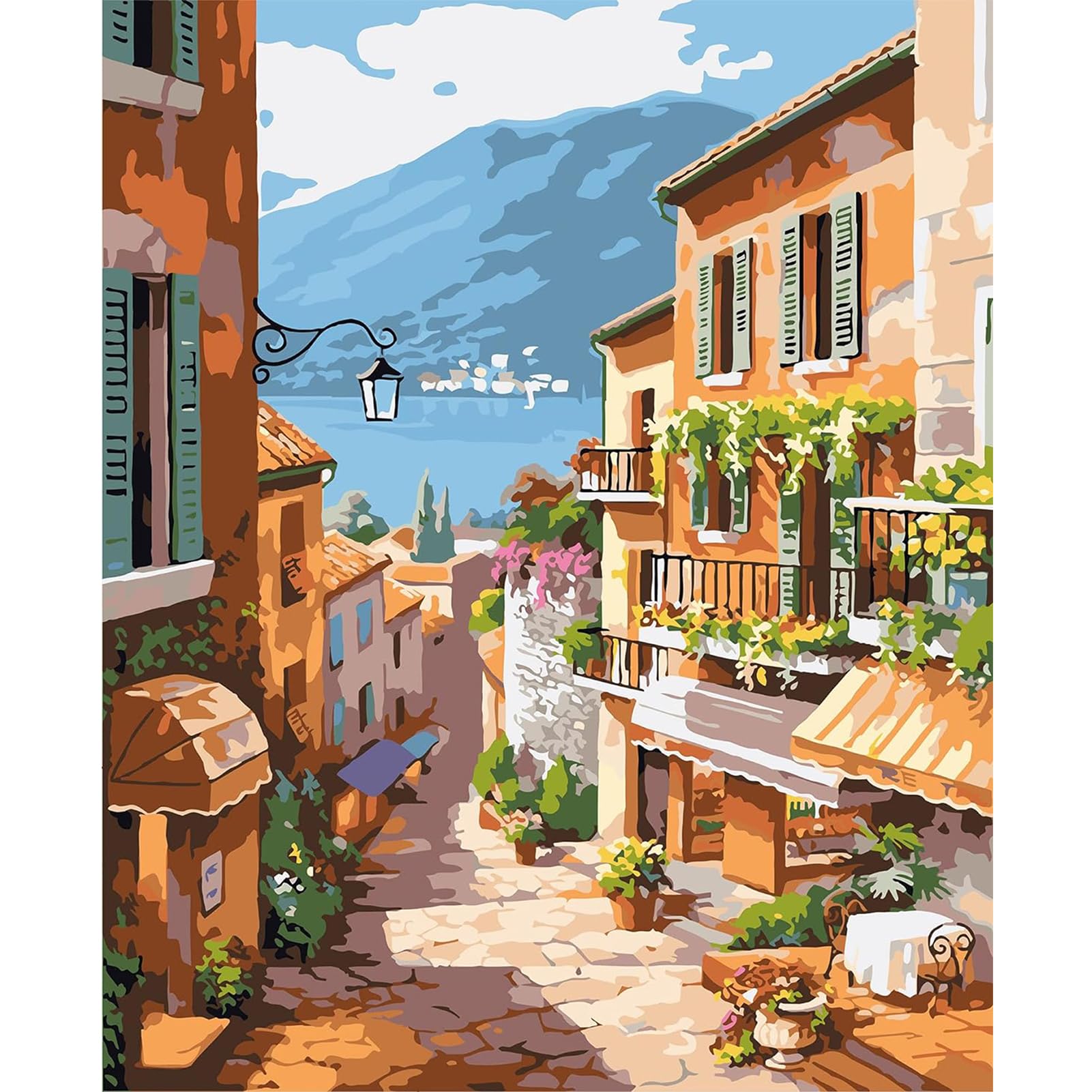 Yalkin Lime Paint By Numbers Kits For Adults, Street Beach Painting By Number Kits On Canvas,Without Frame Diy Color Oil Painting Acrylic Paints,Home Wall Decor 16X20in/40X50cm