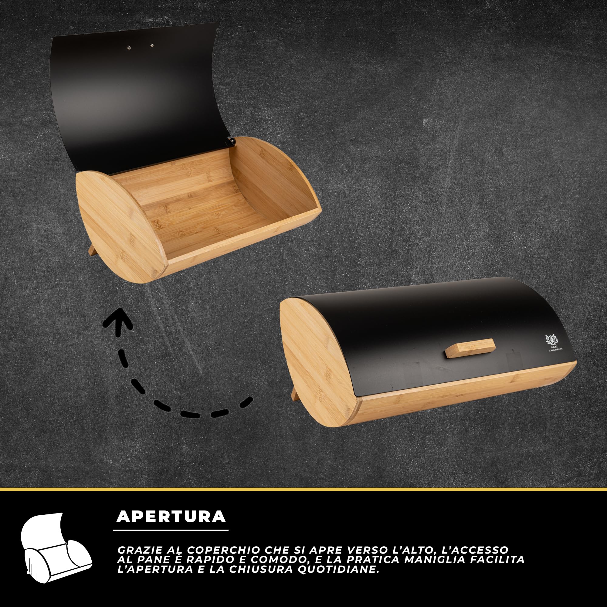 Bright Bread Contenitore per il Pane Con Coperchio in Bambù e Sacchetto (37 x 20 x 12 cm) Contro la Muffa e la Disidratazione, Bread Bin