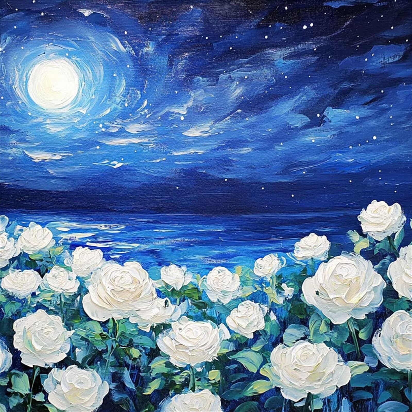 Xiaboor Broderie Diamant Kit Complet 5D, Roses Diamond Painting Adulte Plein Foret, Peinture Diamant pour Adulte Enfant Débutant, Loisirs Créatifs de Détente et Décoration Maison, Lune 90x90cm FX#944