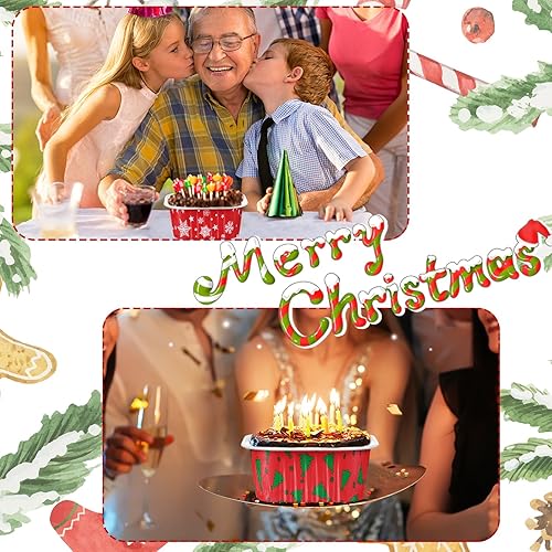 Miniatura 5 de Suttmin 200 tazas de papel de aluminio de Navidad para hornear cupcakes, tazas de postre de 5 onzas con tapas, contenedores cuadrados desechables de