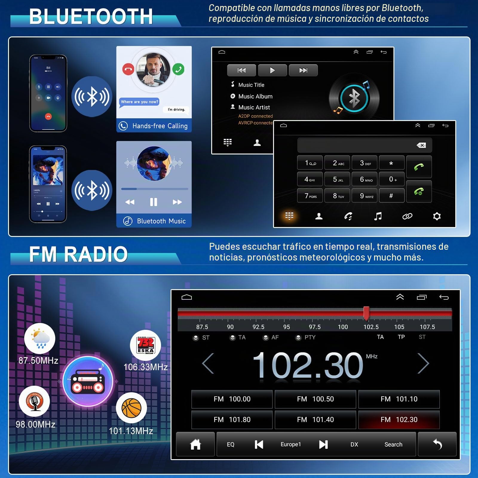 2+32G Android 13 Auto Radio Coche con CarPlay y Android Auto para Skoda Fabia 2007-2014, Pantalla táctil de 7 Pulgadas Autoradio Estéreo Reproductor con GPS Navegación FM RDS WiFi Bluetooth
