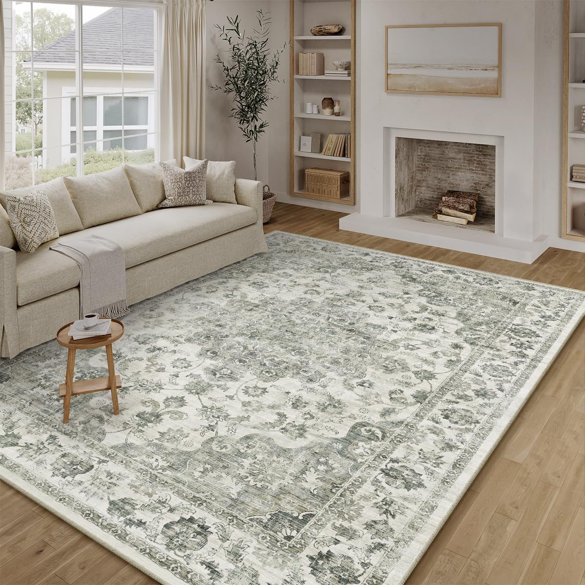6x9 Green Neutral Area Rug