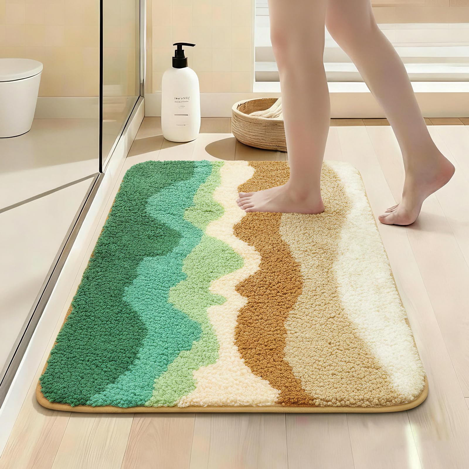 LICOZYVE Bath Mat Non-Slip,45 * 70cm Super Absorbent Rug & Dirt Trapper, Machine Washable Mat, Soft and Plush mats for Kitchen Bathroom Bedroom LivingRoom Indoor and Outdoor