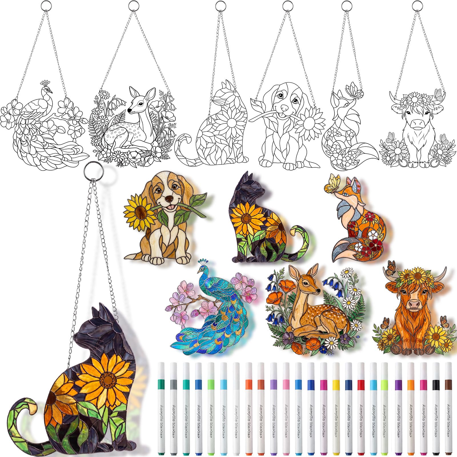 DIY Suncatcher Crafts Kit - Paint Floral Window Art -19