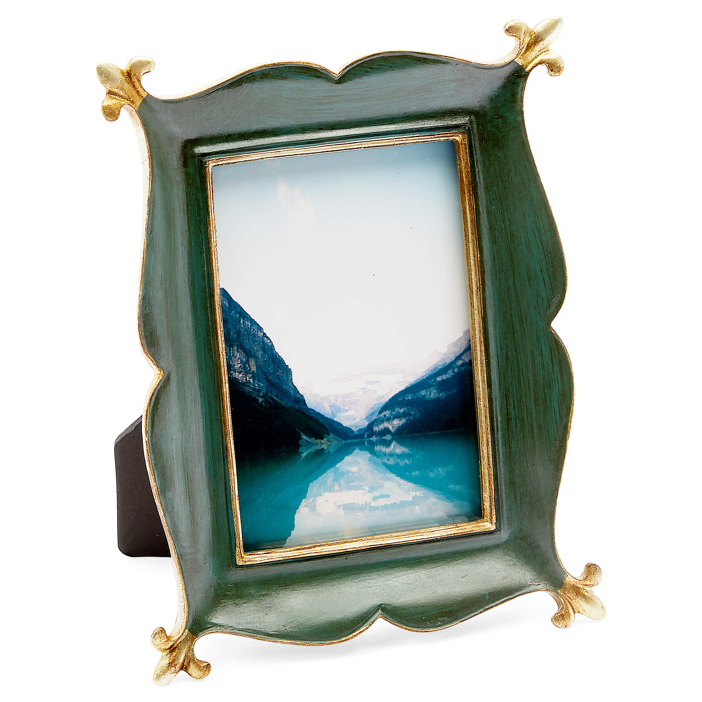 Okuna Outpost Vintage Picture Frames for 4 x 6 Inch Photos, Rustic Green, Gold (6 x 8 in)