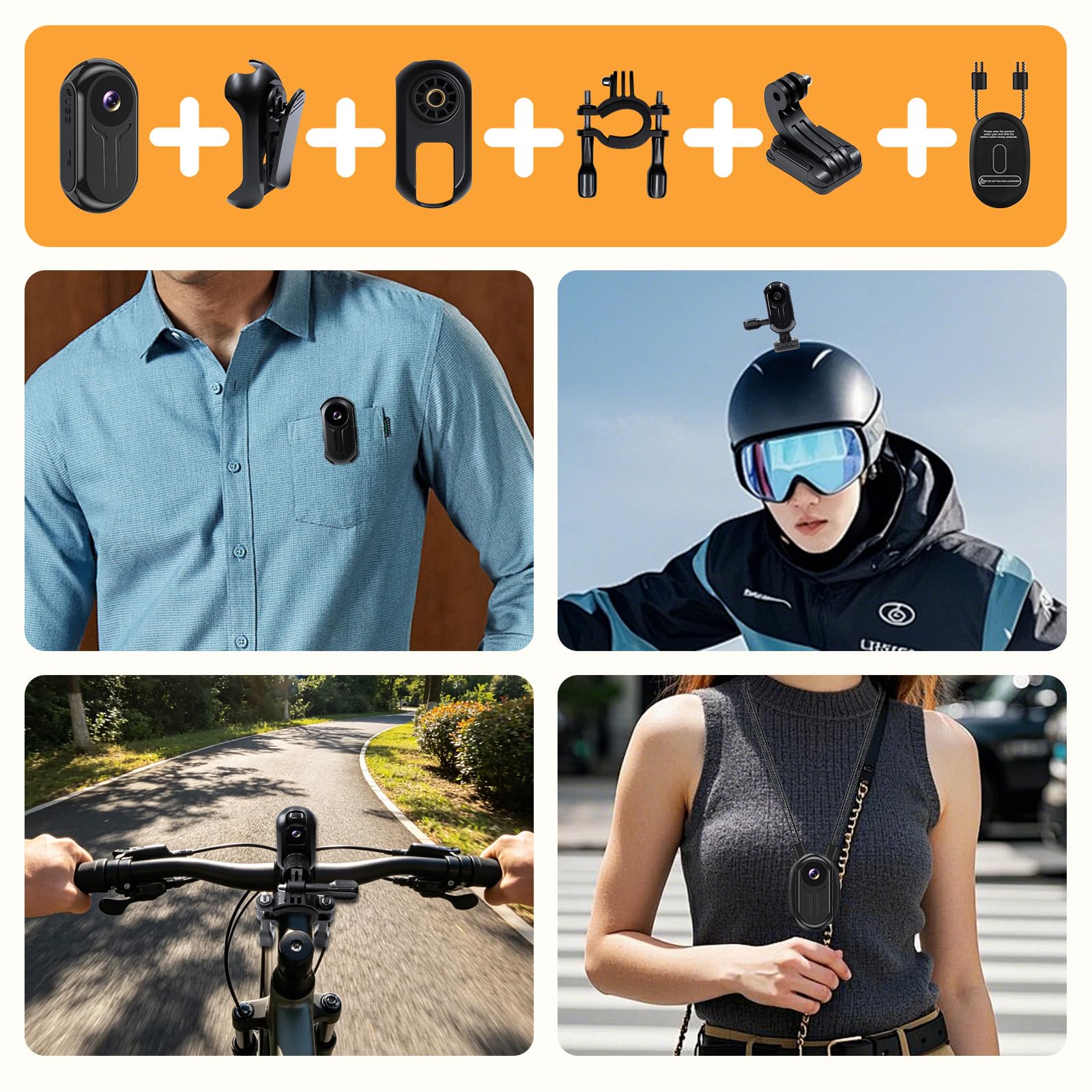 Action Cam 2K WiFi, Mini Bodycam Magnetica e Dotata di Display 120 ° Telecamera Sportive, Videocamera POV Vlog con Visione Notturna per Moto, Ciclismo e Avventure