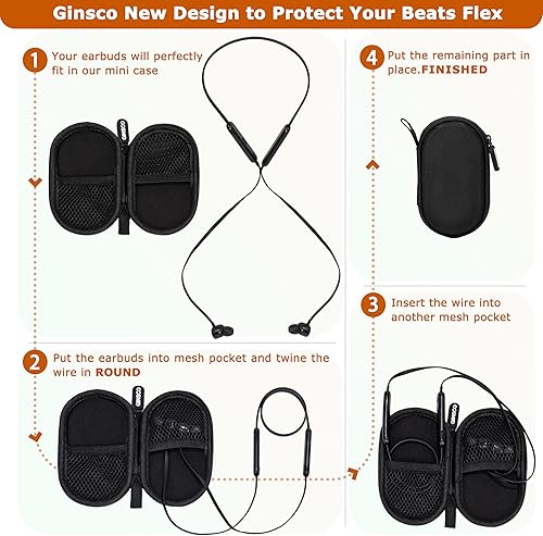 Miniatura 4 de Ginsco Estuche portátil para auriculares inalámbricos Beats Flex, para auriculares inalámbricos Sony WI-C100Apple EarPodsauriculares con cable,
