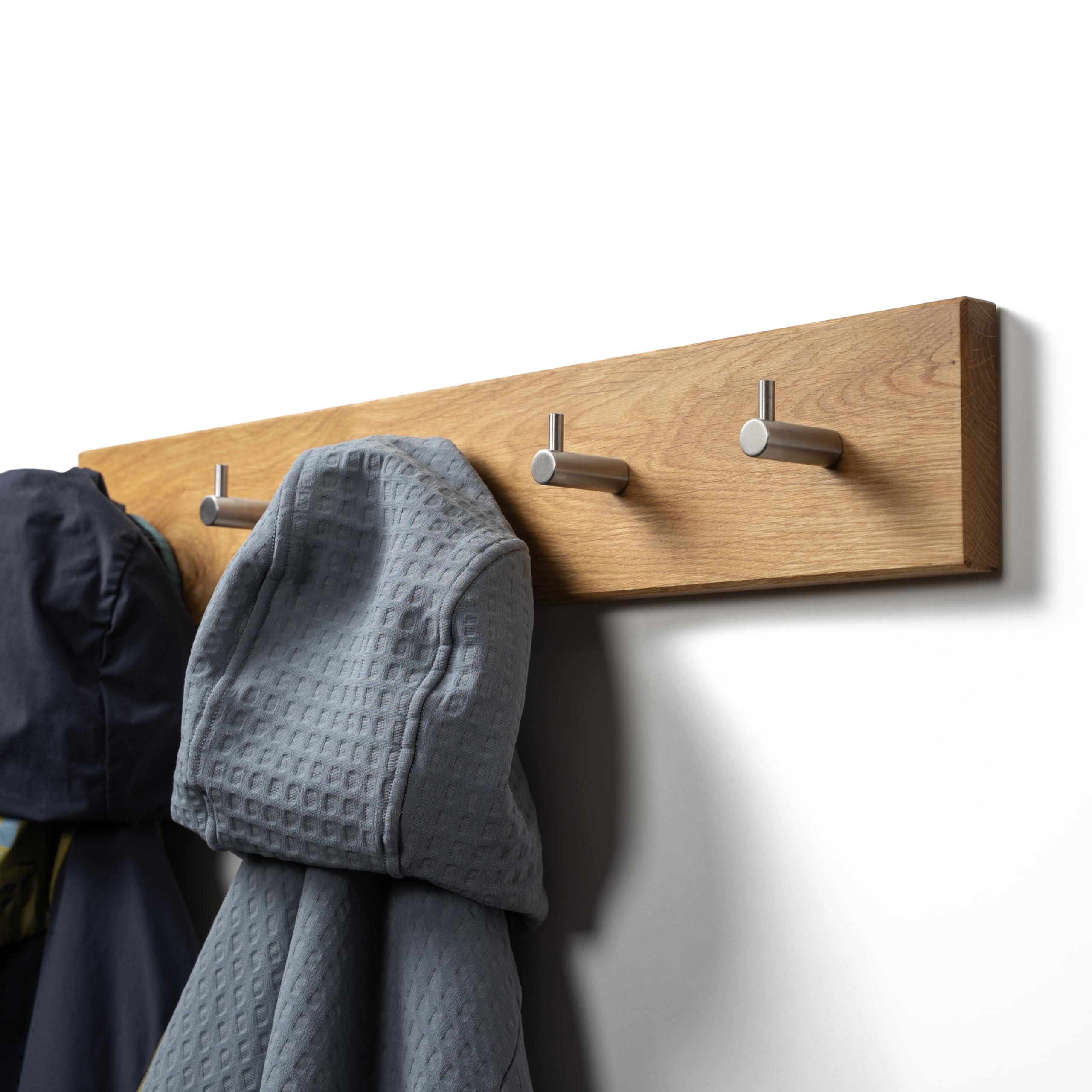 WOODS Gancio appendiabiti quadrato in legno, realizzato a mano in Baviera, singolarmente o come appendiabiti, appendiabiti, portasciugamani (3 pezzi, acero, ganci neri