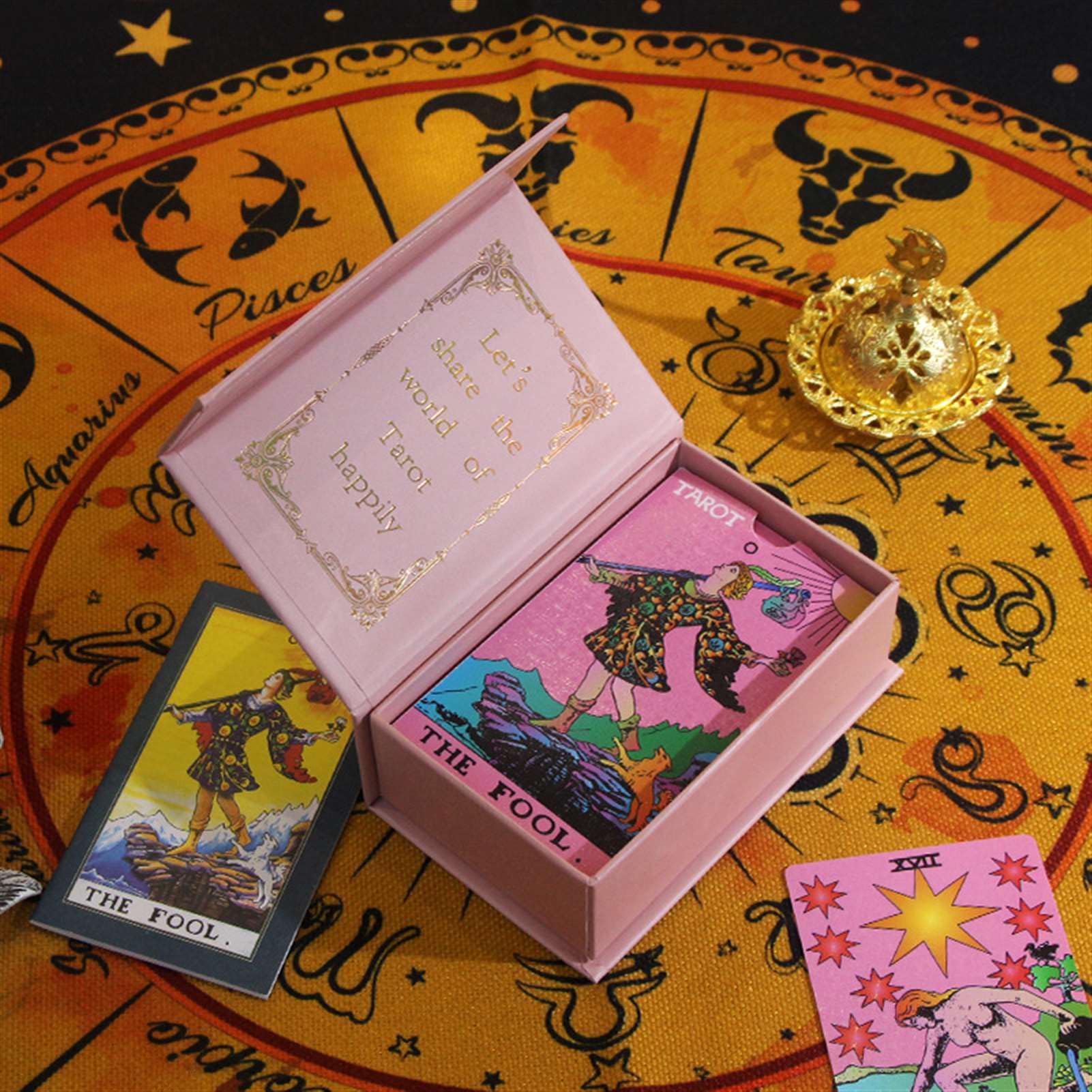 GIBZ Tarot Deck Diseño Rosa Juego de Cartas para Contar el Futuro con Caja para Principiantes
