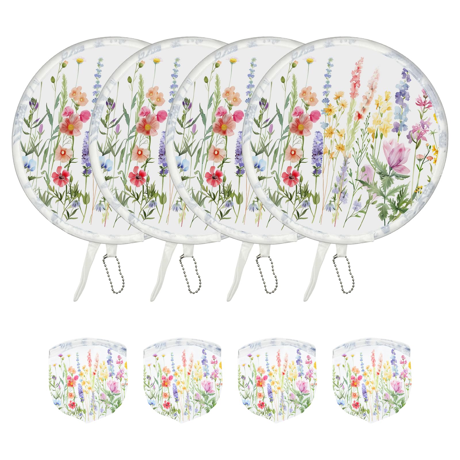 4 Pcs Hand Fan Folding,Chinese Japanese Style Foldable Fan,Summer Handheld Folding Fans Beautiful Patterns For Wedding Party Home Decor Personal Decoration (4Pcs Watercolor Wildflowers)