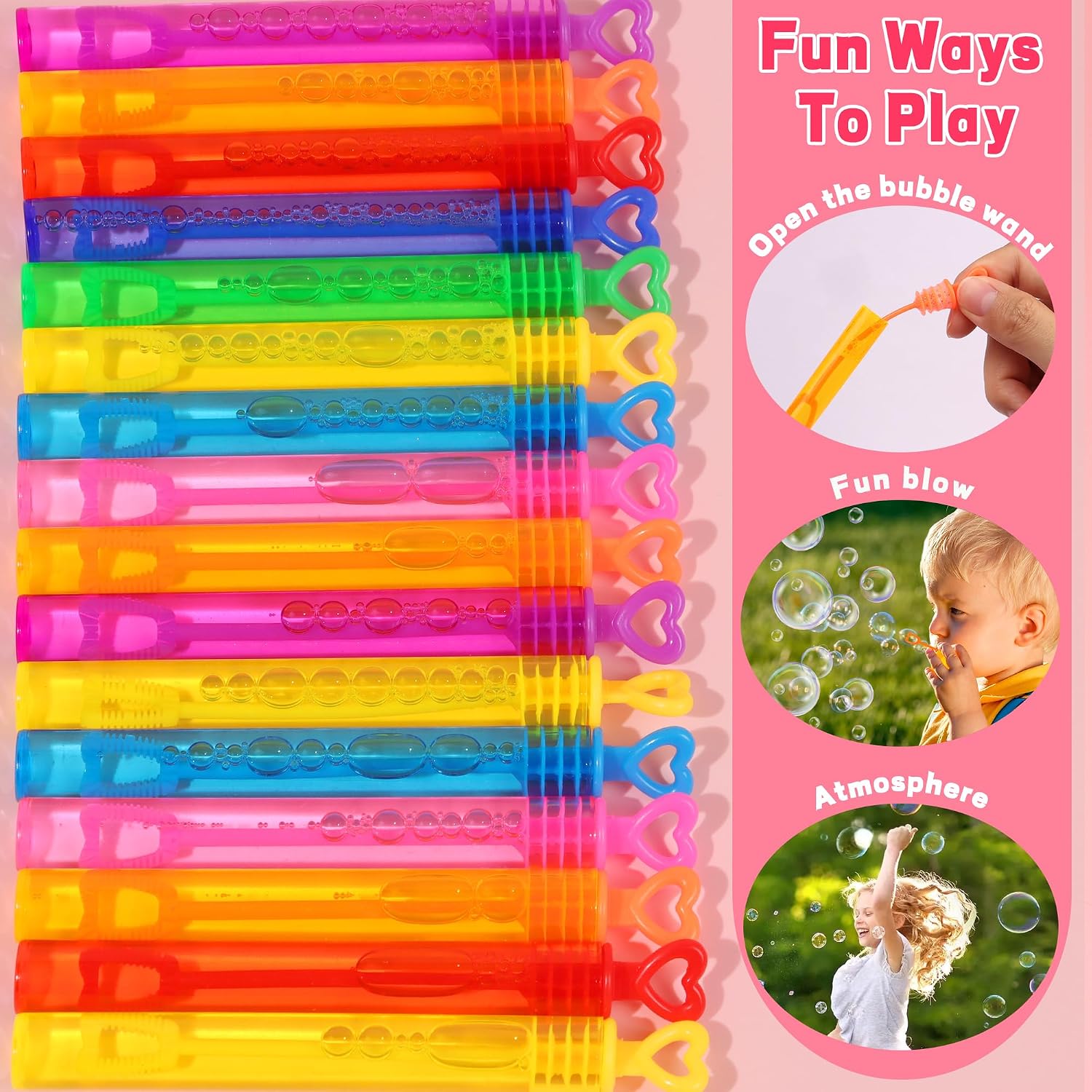 32 Pack Kids Valentines Day Cards with Mini Bubble Wands Valentines Day Gifts for Kids Classroom, Valentines for Kids School Valentines for Class Exchange Cards Prizes Party Favors for Boys Girls