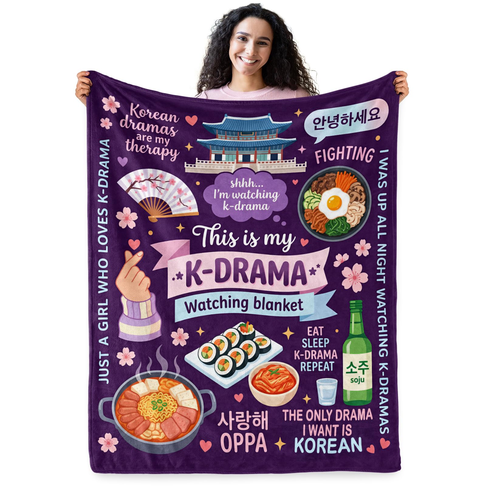 Boulou Korean Drama Gifts for Women/Girl/Fans, K Pop Blanket 50x60in | Kdrama Merch Soft Warm Plush Fleece Throw Blanket, K Pop Gifts for Teen Girl Birthday, Couch, Bad, Home Decor