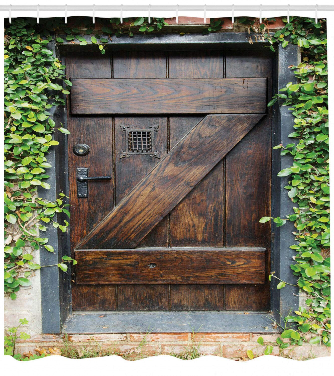 MMPTnAntique shower curtain Spanish style garden print bathroom for shower curtains Bathroom decoration Premium polyester waterproof shower curtain including 12 hooks