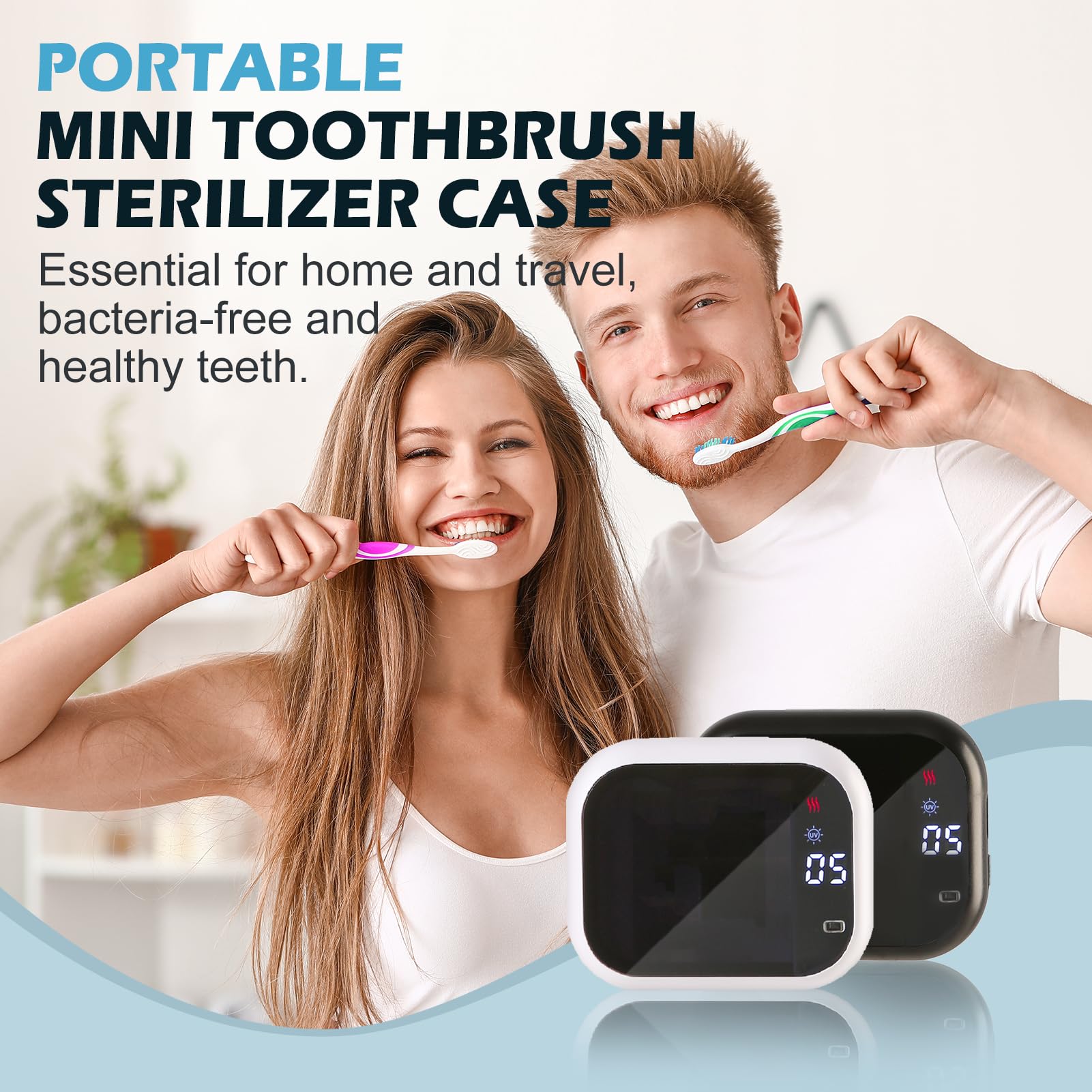 Limpiador de cepillos de dientes UV-C, funda de viaje portátil para cepillo de dientes manual/eléctrico, soporte magnético y funda recargable para cepillo de dientes de cualquier tamaño