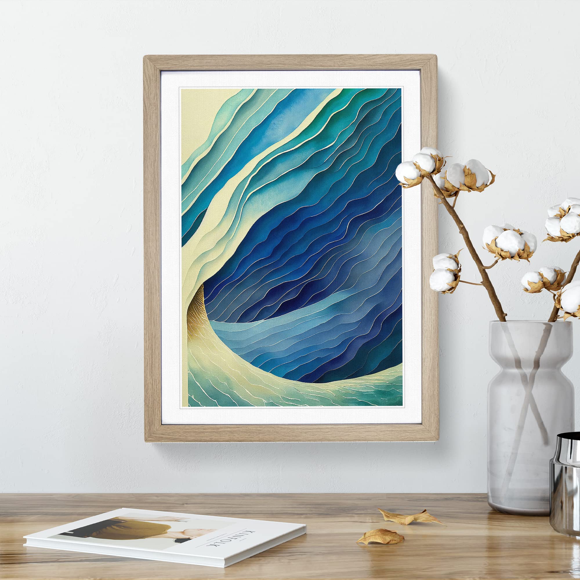 Abstract Layers Of A Ocean Wave No.2 Framed Print, Oak, A3 (34 x 46 cm) - Image 2