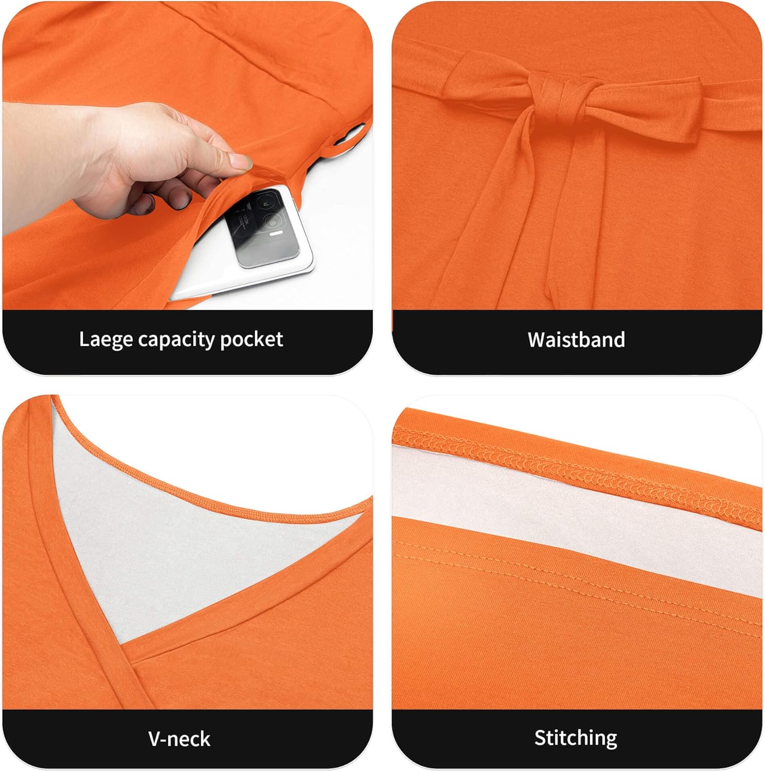 Nmoder Plus Size Maxi Dress for Women - Summer Casual 3/4 Sleeve Floral Flowy Long Dress with Belt XL- 6XL - Image 5