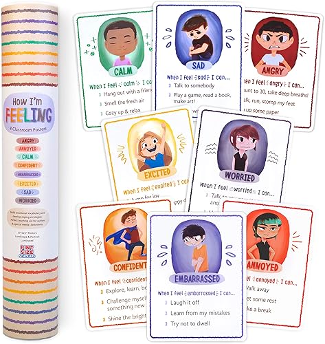Miniatura 7 de Juego de 8 pósteres de aula How I'm Feeling de 17 x 22 pulgadas  Decoración motivacional para el aula  Construye vocabulario emocional y desarrolla