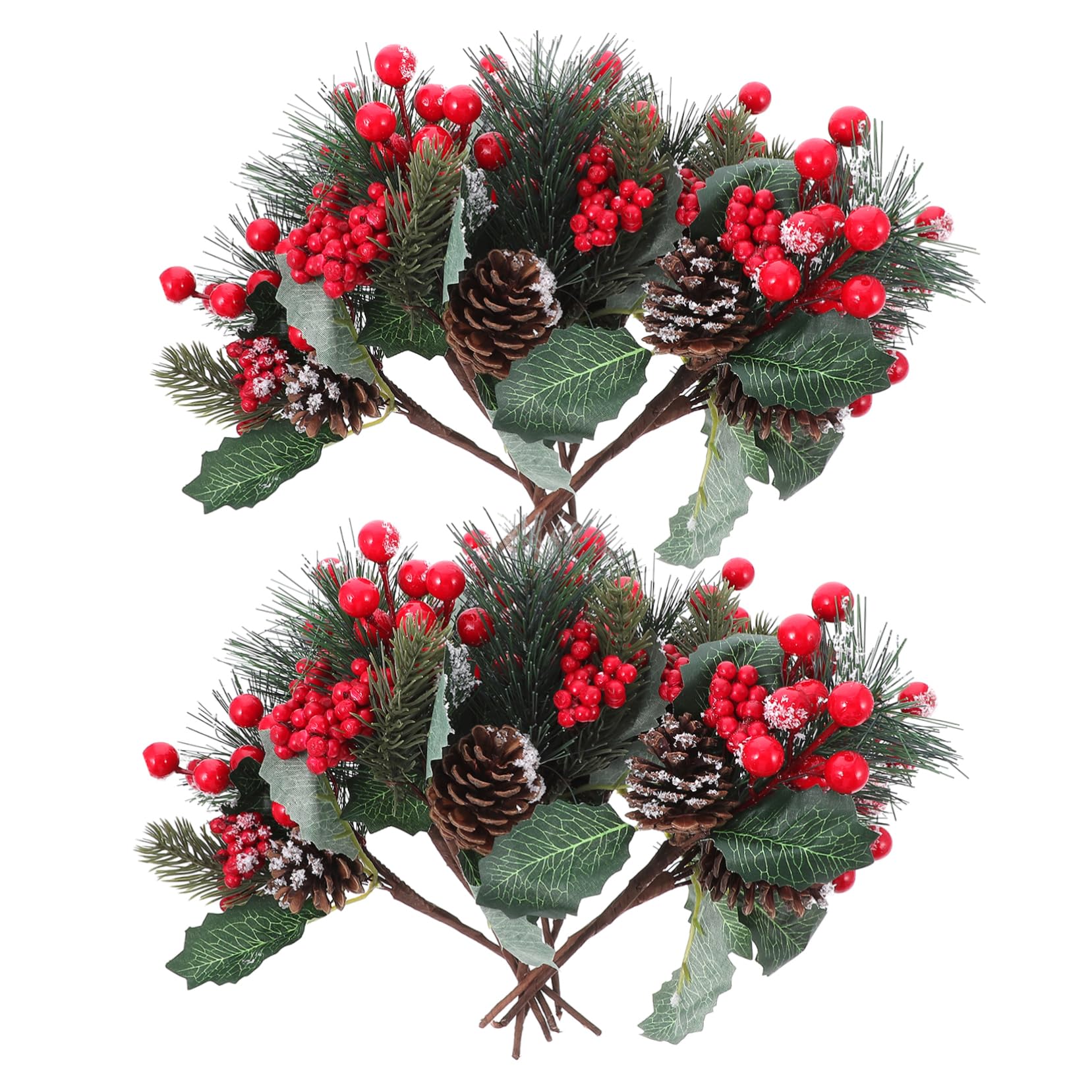 TOPBATHY 8 Piezas Esquejes de Frutos Rojos de Aguja de Pino Tallos de Frutos Rojos Artificiales para Ornamento decoración Conos de Pino Falsos Aguja de Pino Falso Agujas de Pino piñas Ramo