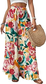 Wide Leg Pants Woman Flowy Floral Palazzo Pants for Women High Waisted S...