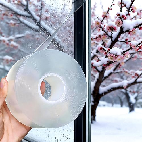 PackYard Cinta Transparente de Sellado Meteorológico para Ventanas 2 Pulgadas x 66 Pies Burletes Sin Residuos Aislamiento Transparente para Ventanas