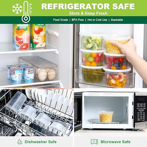 Miniatura 5 de AOZITA 32 Sets 16 oz Plastic Deli Food Containers With Lids, Airtight Food Storage Containers, Freezer/Dishwasher/Microwave Safe, Soup Containers