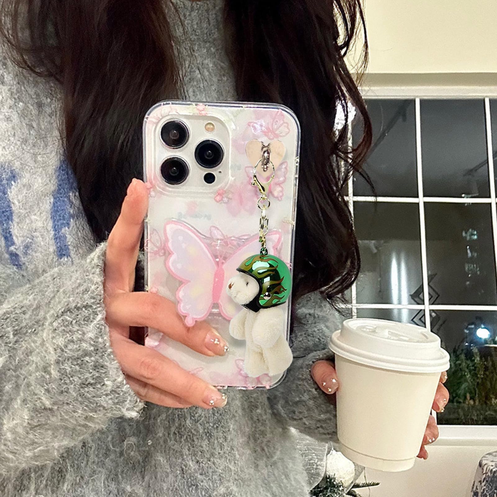 GAOFESA Motorrad Bär Schlüsselanhänger - Süßer Plüsch Anhänger Mit Flammenhelm Für Schlüssel & Taschen