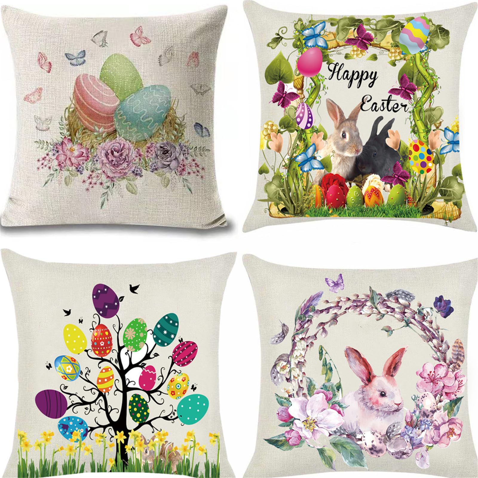 Taie oreiller d'extérieur Pâques 80x80cm housses en lin pour fauteuil de jardin