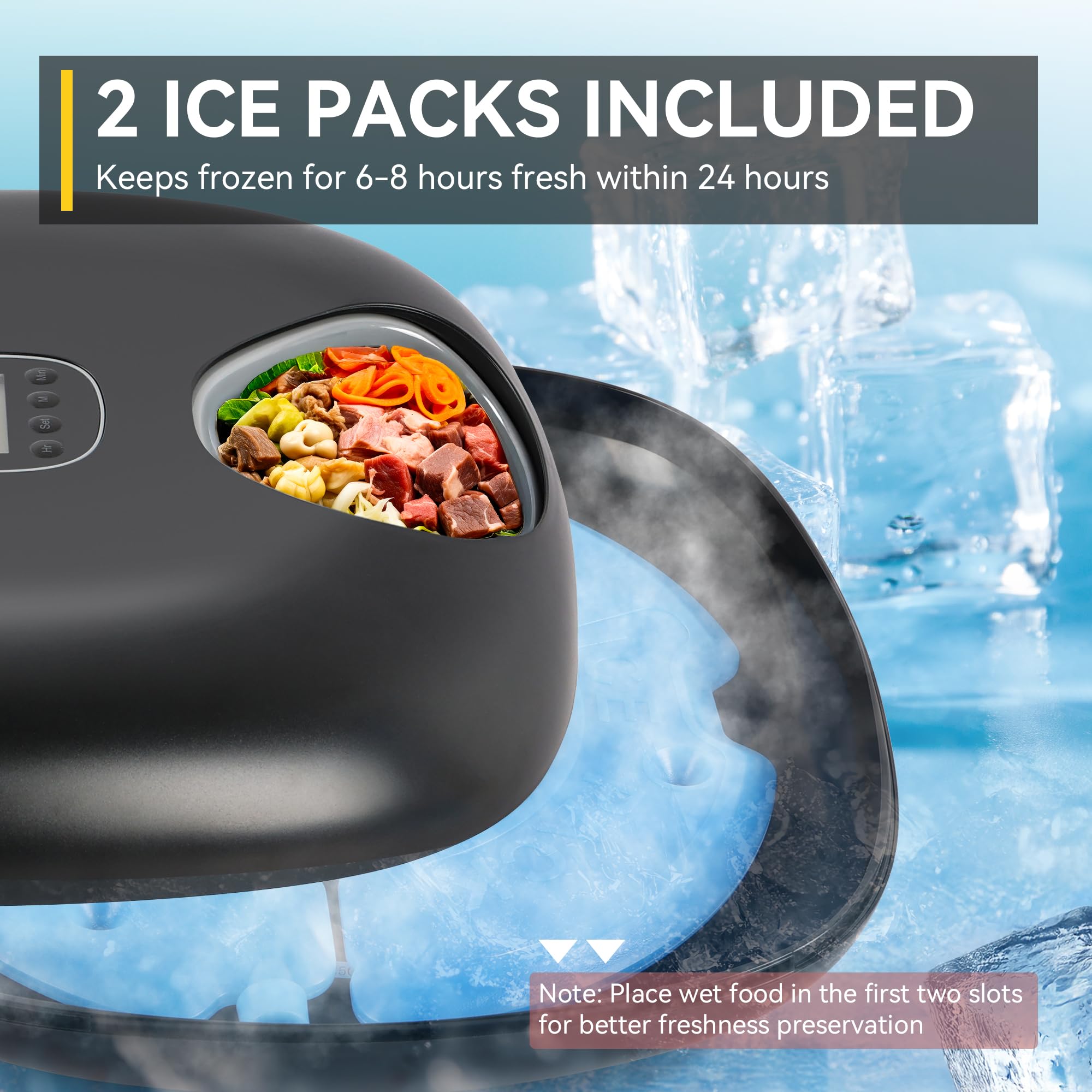 ALL FOR PAWS Distributeur Automatique de Nourriture sans Fil pour Chat 6 Repas,Accepte Nourriture Humide & Sèche,avec 2 Sachets de Glace,Rechargeable,Minuterie Programmable