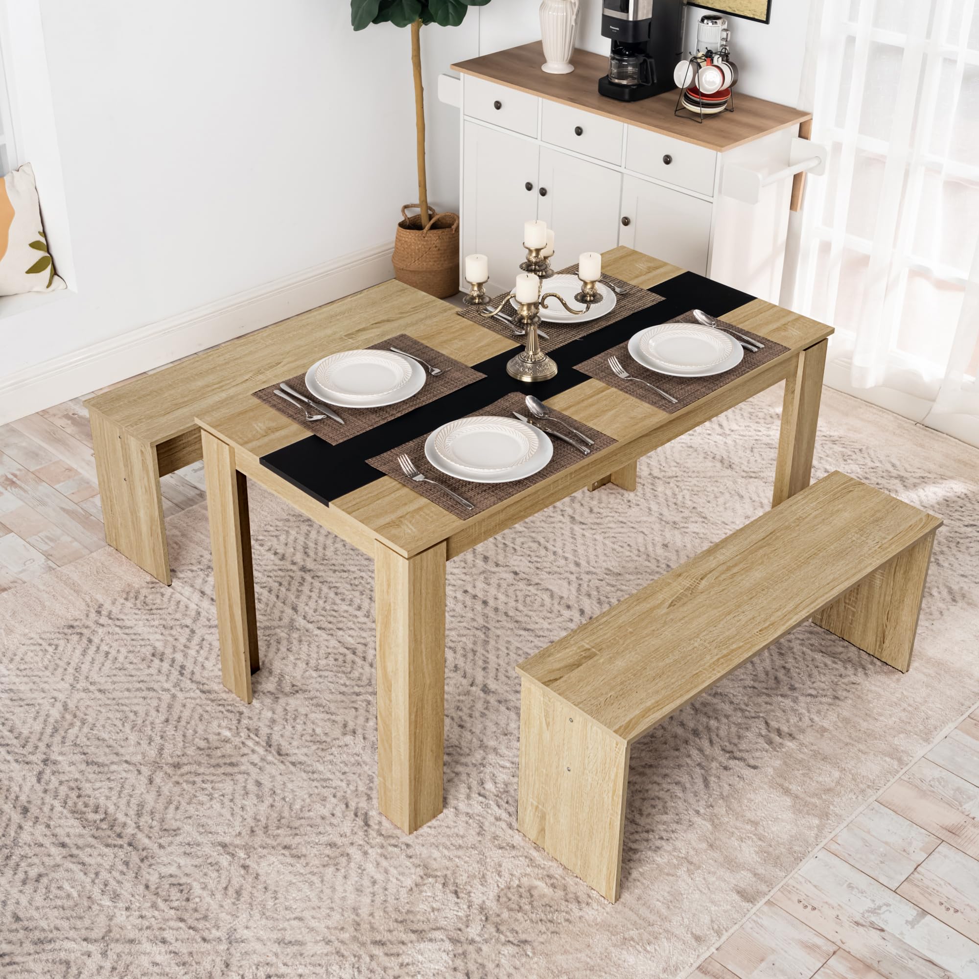 Bancs de Salle à Manger, Lot de 2, Siège pour Cuisine,90x30x45 cm,pour Cuisine, Salle à Manger, Salon,Chêne