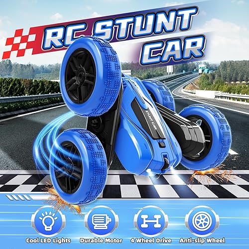 Miniatura 2 de A ALPHA Coche de control remoto, auto de acrobacias RC de doble cara giratorio de 360 4WD 2.4GHz juguetes para niños de 5 a 7 a 13 años, regalo de