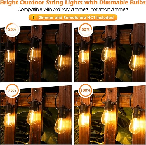 Miniatura 2 de Guirnalda de luces LED para exteriores, 96 pies, luces impermeables para patio con 30+2 bombillas colgantes Edison inastillables de 2700 K